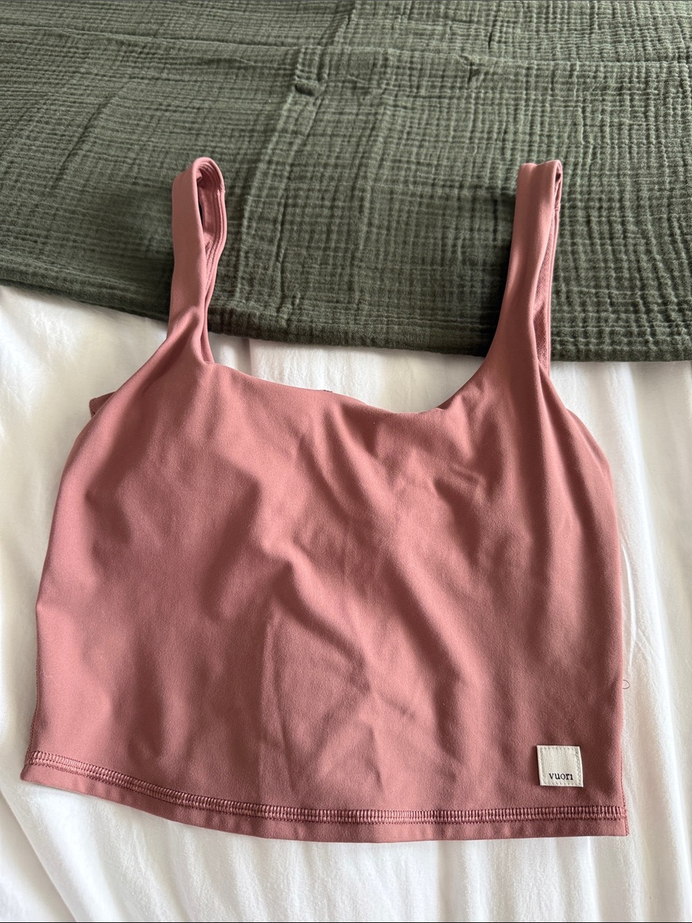 Vuori Dusty Rose Square-Neck Crop Tank